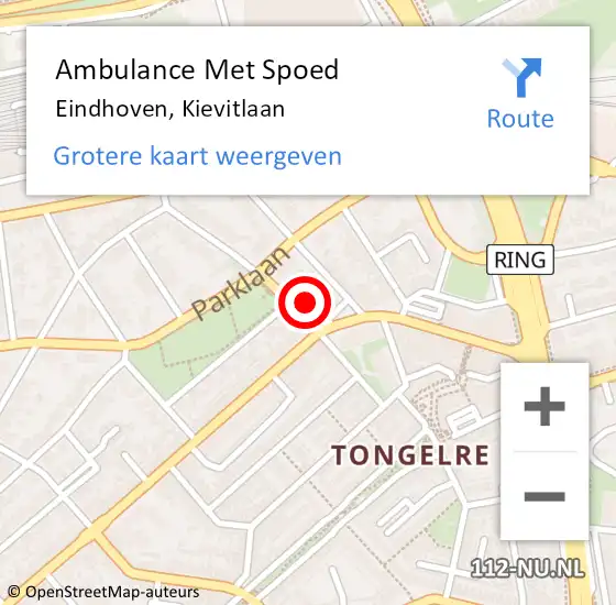 Locatie op kaart van de 112 melding: Ambulance Met Spoed Naar Eindhoven, Kievitlaan op 17 april 2018 02:57