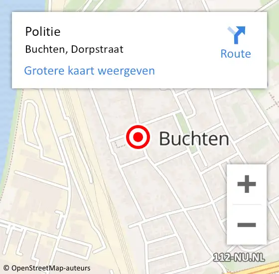 Locatie op kaart van de 112 melding: Politie Buchten, Dorpstraat op 17 april 2018 08:16