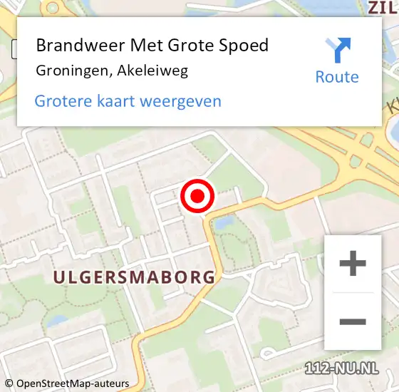 Locatie op kaart van de 112 melding: Brandweer Met Grote Spoed Naar Groningen, Akeleiweg op 17 april 2018 11:34