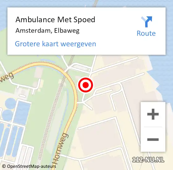 Locatie op kaart van de 112 melding: Ambulance Met Spoed Naar Amsterdam, Elbaweg op 17 april 2018 15:04