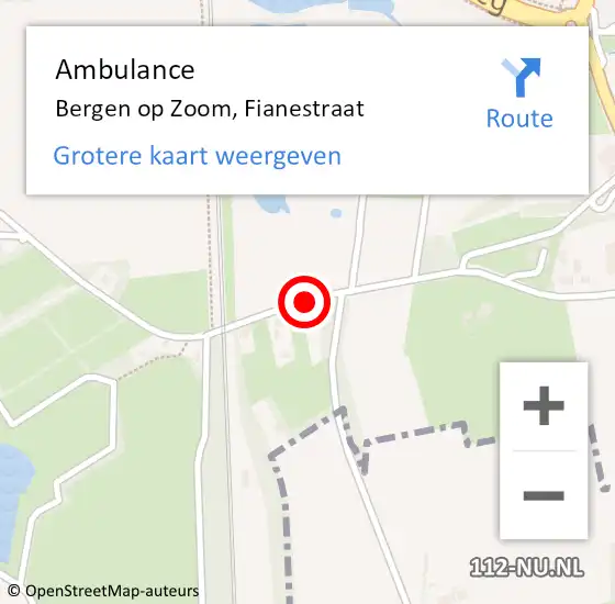 Locatie op kaart van de 112 melding: Ambulance Bergen op Zoom, Fianestraat op 17 april 2018 16:01