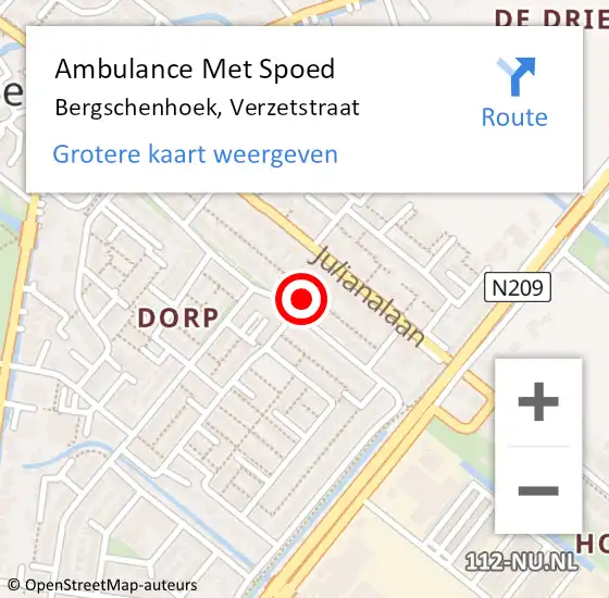 Locatie op kaart van de 112 melding: Ambulance Met Spoed Naar Bergschenhoek, Verzetstraat op 17 april 2018 16:15
