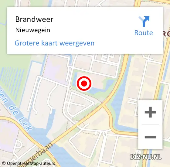 Locatie op kaart van de 112 melding: Brandweer Nieuwegein op 17 april 2018 16:46