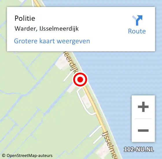 Locatie op kaart van de 112 melding: Politie Warder, IJsselmeerdijk op 17 april 2018 18:14