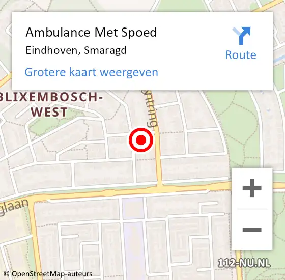 Locatie op kaart van de 112 melding: Ambulance Met Spoed Naar Eindhoven, Smaragd op 17 april 2018 21:12