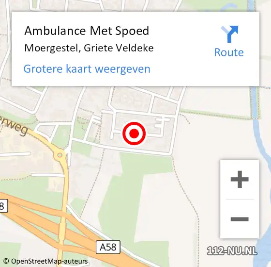 Locatie op kaart van de 112 melding: Ambulance Met Spoed Naar Moergestel, Griete Veldeke op 18 april 2018 01:44