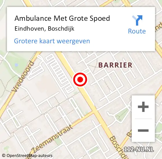 Locatie op kaart van de 112 melding: Ambulance Met Grote Spoed Naar Eindhoven, Boschdijk op 18 april 2018 06:26