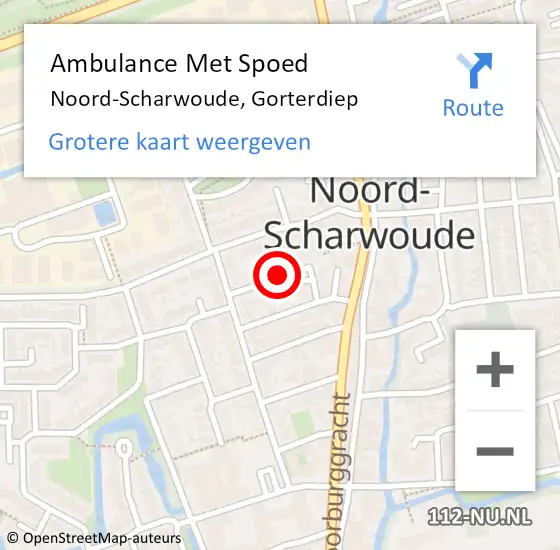 Locatie op kaart van de 112 melding: Ambulance Met Spoed Naar Noord-Scharwoude, Gorterdiep op 18 april 2018 11:28