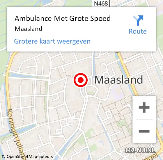 Locatie op kaart van de 112 melding: Ambulance Met Grote Spoed Naar Maasland op 18 april 2018 11:57