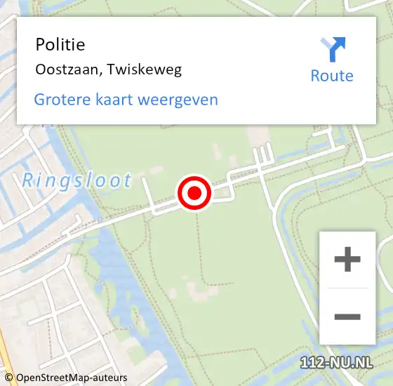 Locatie op kaart van de 112 melding: Politie Oostzaan, Twiskeweg op 18 april 2018 16:39
