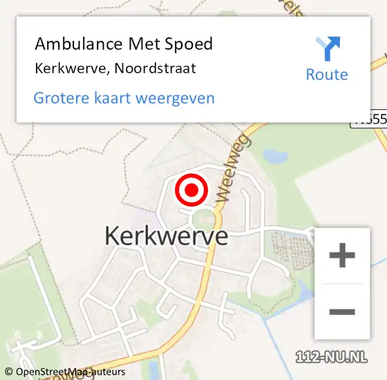 Locatie op kaart van de 112 melding: Ambulance Met Spoed Naar Kerkwerve, Noordstraat op 18 april 2018 16:50