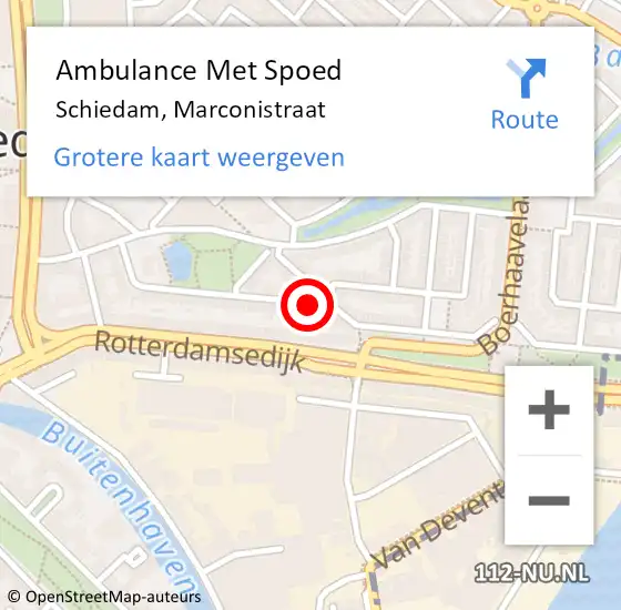 Locatie op kaart van de 112 melding: Ambulance Met Spoed Naar Schiedam, Marconistraat op 18 april 2018 18:46