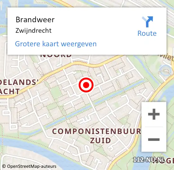 Locatie op kaart van de 112 melding: Brandweer Zwijndrecht op 18 april 2018 18:50