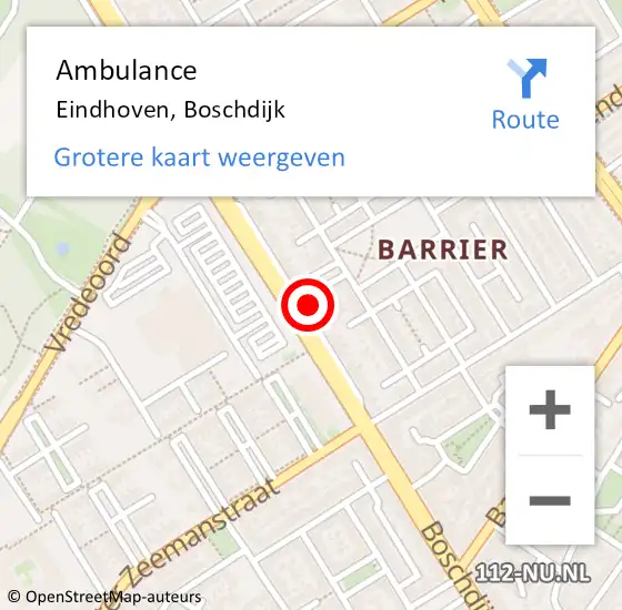 Locatie op kaart van de 112 melding: Ambulance Eindhoven, Boschdijk op 19 april 2018 01:25
