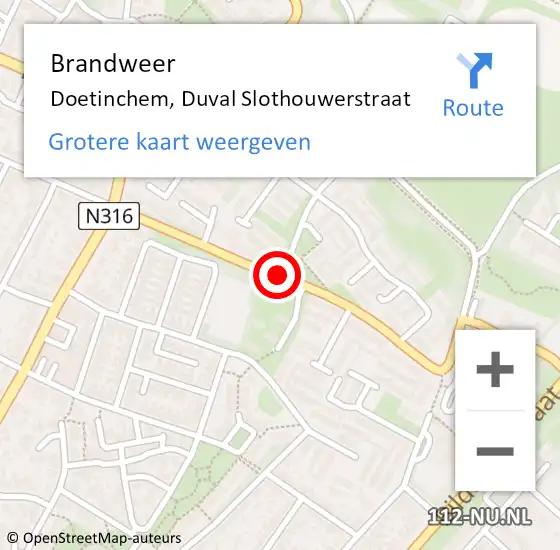 Locatie op kaart van de 112 melding: Brandweer Doetinchem, Duval Slothouwerstraat op 19 april 2018 02:41