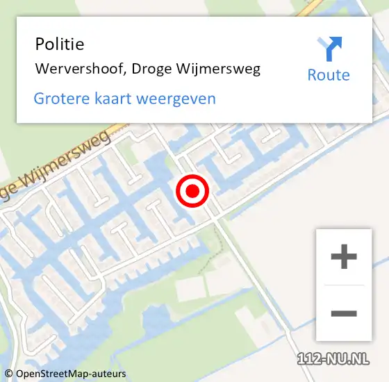 Locatie op kaart van de 112 melding: Politie Wervershoof, Droge Wijmersweg op 19 april 2018 07:49