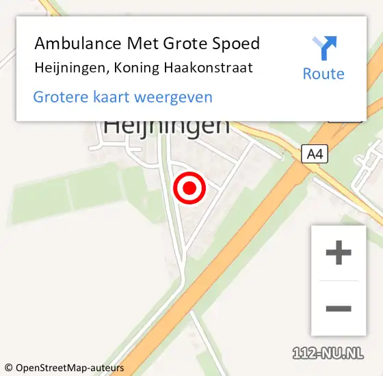 Locatie op kaart van de 112 melding: Ambulance Met Grote Spoed Naar Heijningen, Koning Haakonstraat op 19 april 2018 13:52