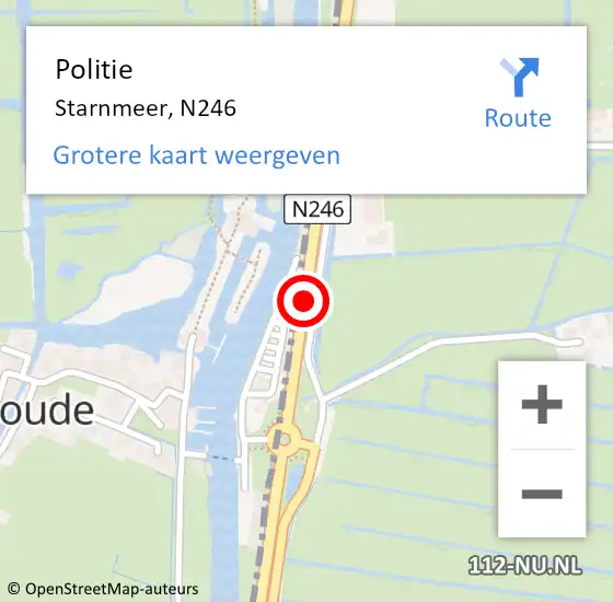 Locatie op kaart van de 112 melding: Politie Starnmeer, N246 op 19 april 2018 15:29