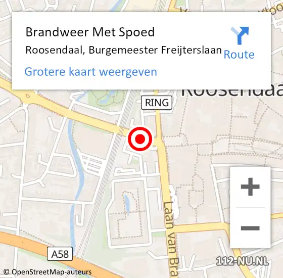 Locatie op kaart van de 112 melding: Brandweer Met Spoed Naar Roosendaal, Burgemeester Freijterslaan op 19 april 2018 18:15