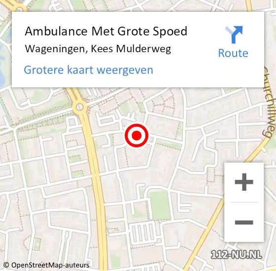 Locatie op kaart van de 112 melding: Ambulance Met Grote Spoed Naar Wageningen, Kees Mulderweg op 19 april 2018 18:34