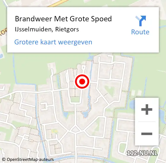 Locatie op kaart van de 112 melding: Brandweer Met Grote Spoed Naar IJsselmuiden, Rietgors op 19 april 2018 19:48