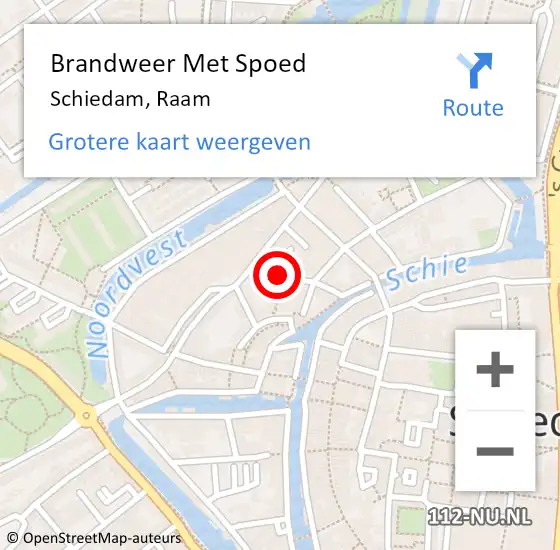 Locatie op kaart van de 112 melding: Brandweer Met Spoed Naar Schiedam, Raam op 19 april 2018 21:11