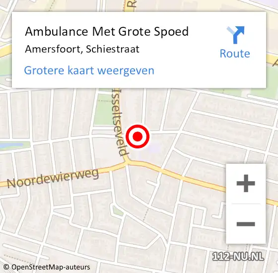 Locatie op kaart van de 112 melding: Ambulance Met Grote Spoed Naar Amersfoort, Schiestraat op 20 april 2018 05:47