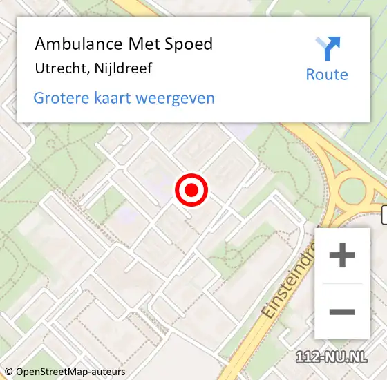 Locatie op kaart van de 112 melding: Ambulance Met Spoed Naar Utrecht, Nijldreef op 20 april 2018 08:18