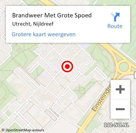 Locatie op kaart van de 112 melding: Brandweer Met Grote Spoed Naar Utrecht, Nijldreef op 20 april 2018 08:19