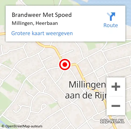 Locatie op kaart van de 112 melding: Brandweer Met Spoed Naar Millingen, Heerbaan op 20 april 2018 10:30