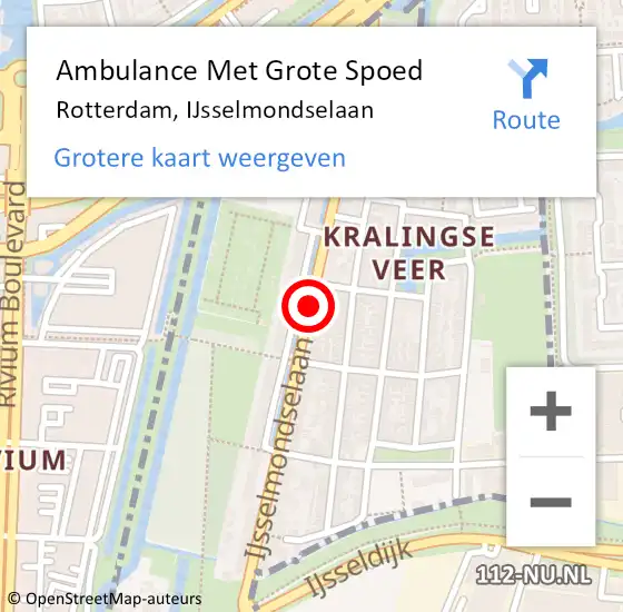 Locatie op kaart van de 112 melding: Ambulance Met Grote Spoed Naar Rotterdam, IJsselmondselaan op 20 april 2018 11:22