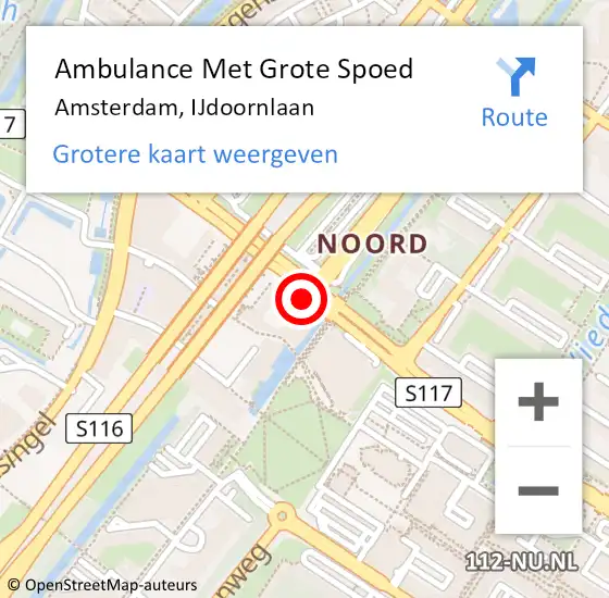 Locatie op kaart van de 112 melding: Ambulance Met Grote Spoed Naar Amsterdam, IJdoornlaan op 20 april 2018 13:45