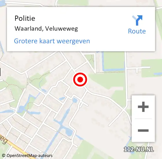 Locatie op kaart van de 112 melding: Politie Waarland, Veluweweg op 20 april 2018 14:58