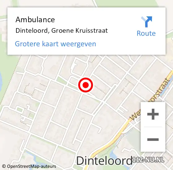Locatie op kaart van de 112 melding: Ambulance Dinteloord, Groene Kruisstraat op 20 april 2018 18:06