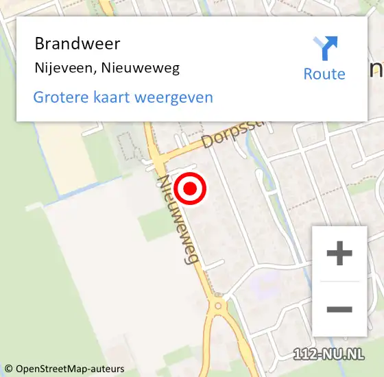 Locatie op kaart van de 112 melding: Brandweer Nijeveen, Nieuweweg op 20 april 2018 18:49