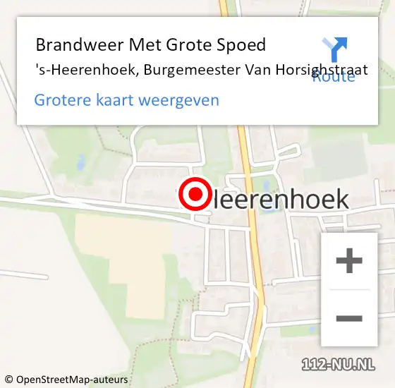 Locatie op kaart van de 112 melding: Brandweer Met Grote Spoed Naar 's-Heerenhoek, Burgemeester Van Horsighstraat op 20 april 2018 21:44