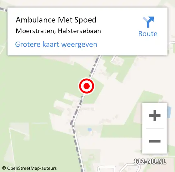 Locatie op kaart van de 112 melding: Ambulance Met Spoed Naar Moerstraten, Halstersebaan op 20 april 2018 23:05