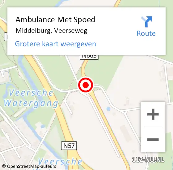 Locatie op kaart van de 112 melding: Ambulance Met Spoed Naar Middelburg, Veerseweg op 20 april 2018 23:49