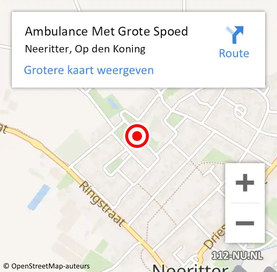 Locatie op kaart van de 112 melding: Ambulance Met Grote Spoed Naar Neeritter, Op den Koning op 21 april 2018 00:14