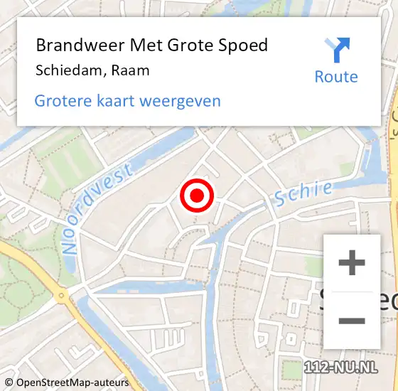 Locatie op kaart van de 112 melding: Brandweer Met Grote Spoed Naar Schiedam, Raam op 21 april 2018 01:01