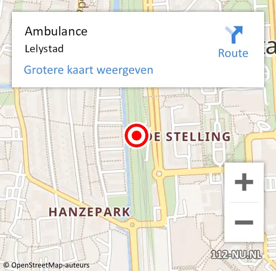 Locatie op kaart van de 112 melding: Ambulance Lelystad op 21 april 2018 09:41