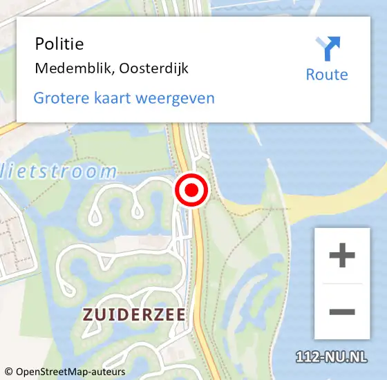 Locatie op kaart van de 112 melding: Politie Medemblik, Oosterdijk op 21 april 2018 13:07