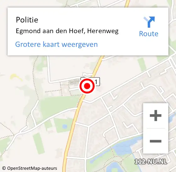 Locatie op kaart van de 112 melding: Politie Egmond aan den Hoef, Herenweg op 21 april 2018 14:05