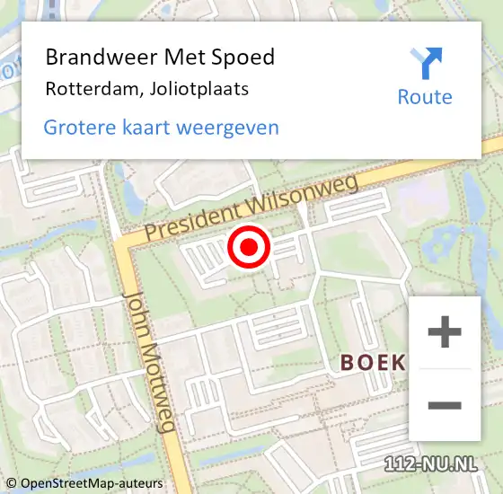 Locatie op kaart van de 112 melding: Brandweer Met Spoed Naar Rotterdam, Joliotplaats op 21 april 2018 19:01