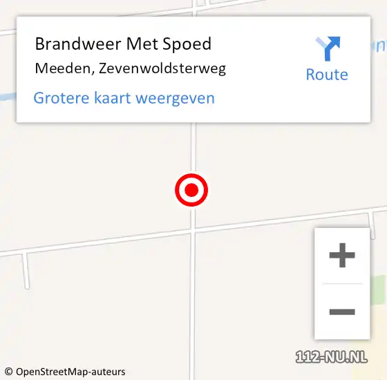 Locatie op kaart van de 112 melding: Brandweer Met Spoed Naar Meeden, Zevenwoldsterweg op 21 april 2018 19:42