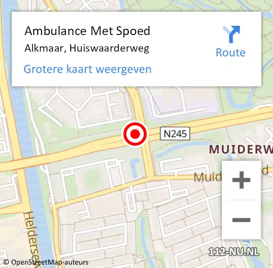 Locatie op kaart van de 112 melding: Ambulance Met Spoed Naar Alkmaar, Huiswaarderweg op 21 april 2018 20:13