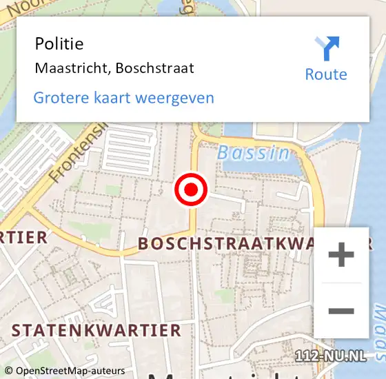Locatie op kaart van de 112 melding: Politie Maastricht, Boschstraat op 21 april 2018 20:42