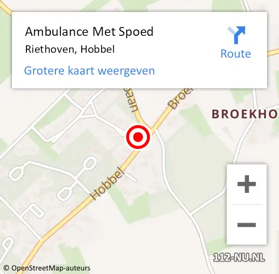 Locatie op kaart van de 112 melding: Ambulance Met Spoed Naar Riethoven, Hobbel op 21 april 2018 22:23