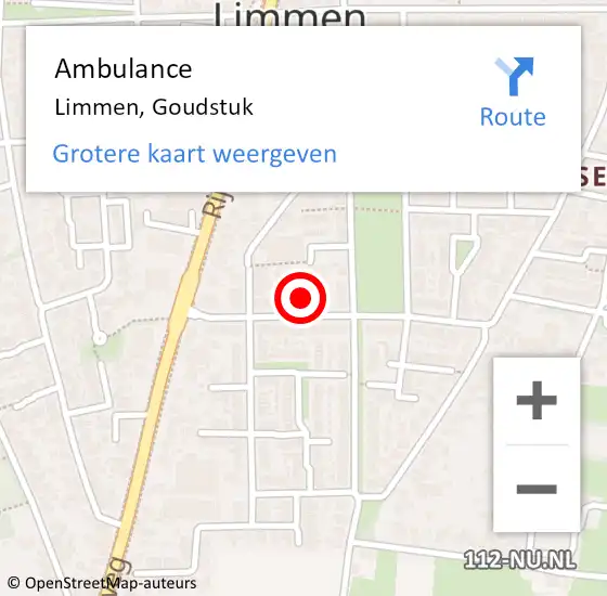 Locatie op kaart van de 112 melding: Ambulance Limmen, Goudstuk op 21 april 2018 22:56