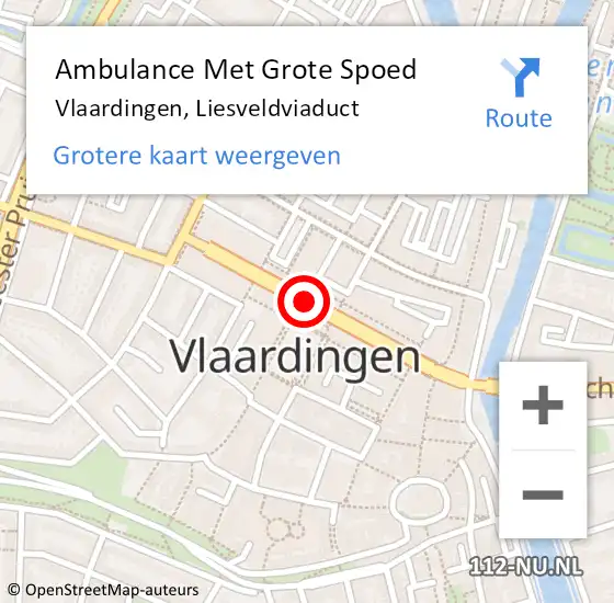 Locatie op kaart van de 112 melding: Ambulance Met Grote Spoed Naar Vlaardingen, Liesveldviaduct op 22 april 2018 01:19